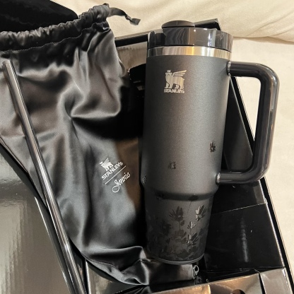 Stylish Black Floral Print Car Mug