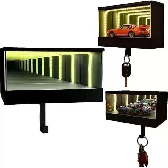 3D Wall-Mounted LED Infinite Garage Key Holder