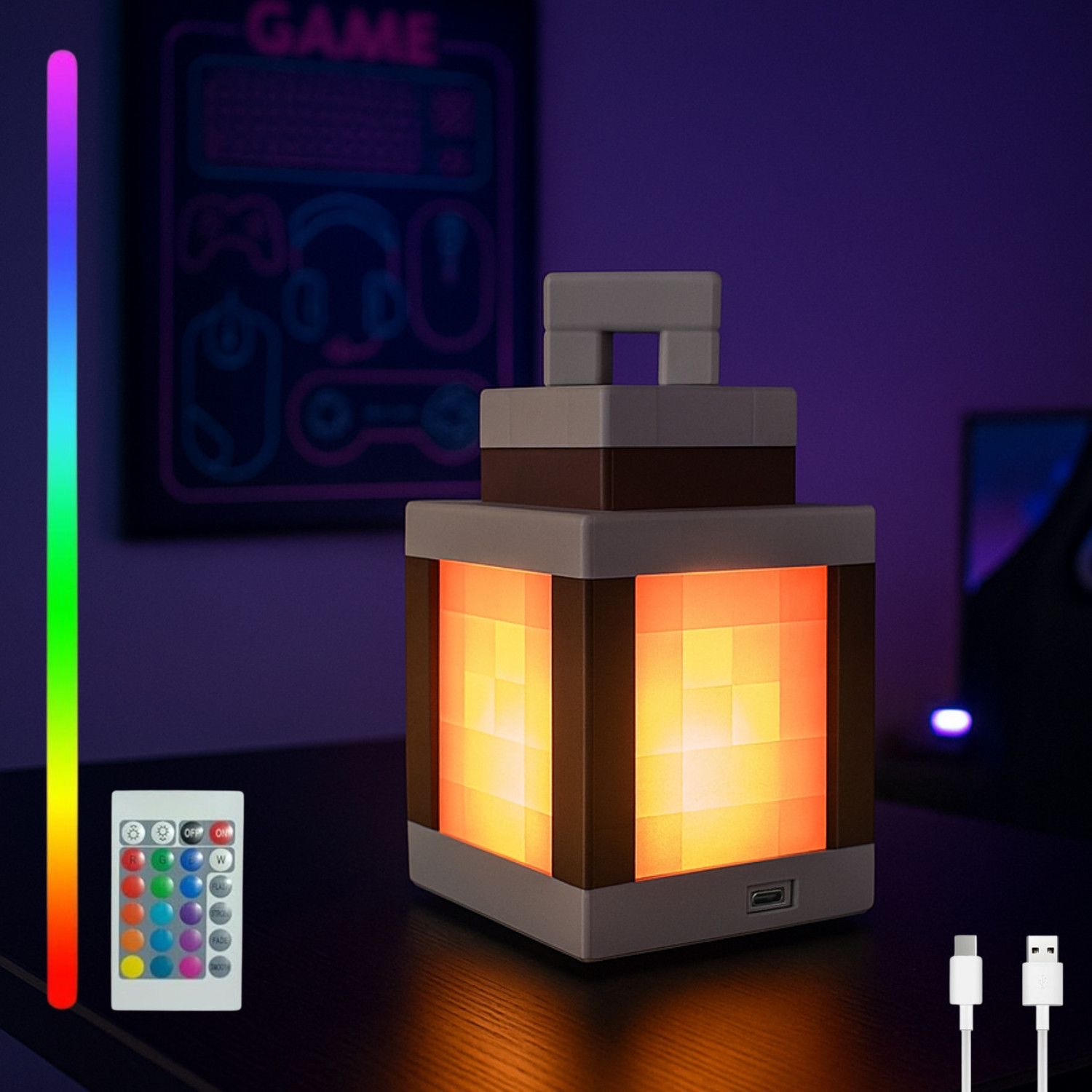 Minecraft 1:1 Pixel Remote-Controlled Lantern