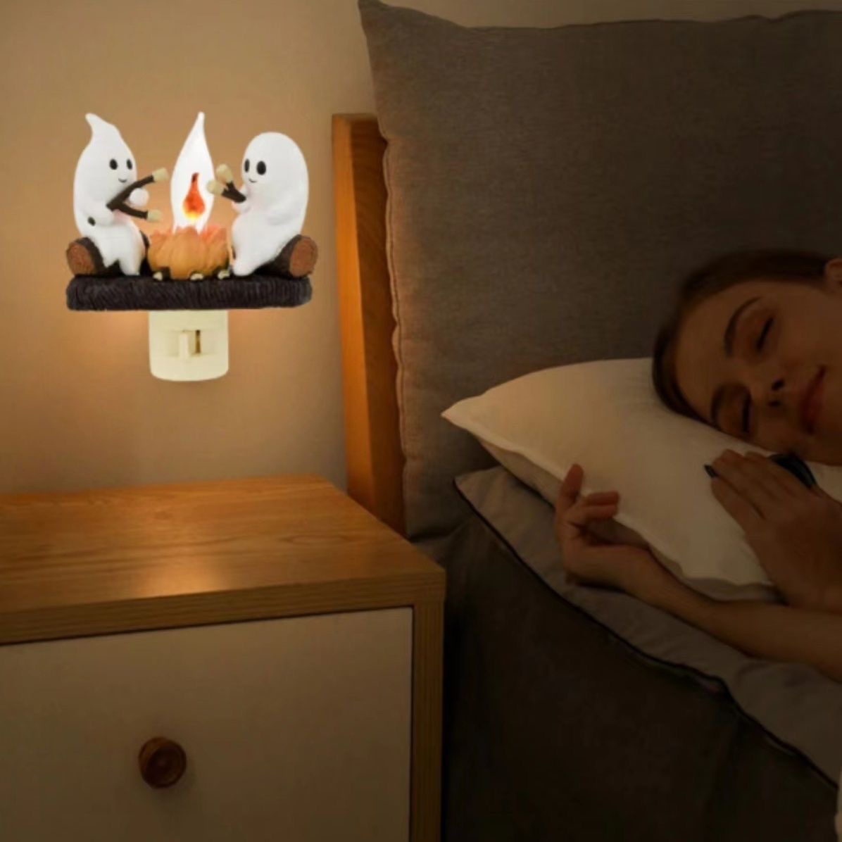 Ghost Campfire Plug‑in Halloween Night Light