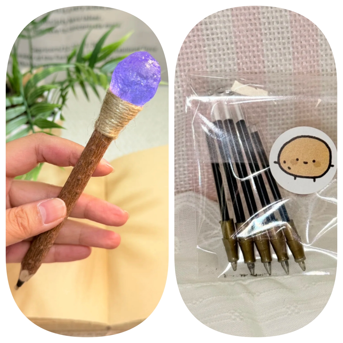 Aquamarin Handgefertigter Glückskristall-Stift