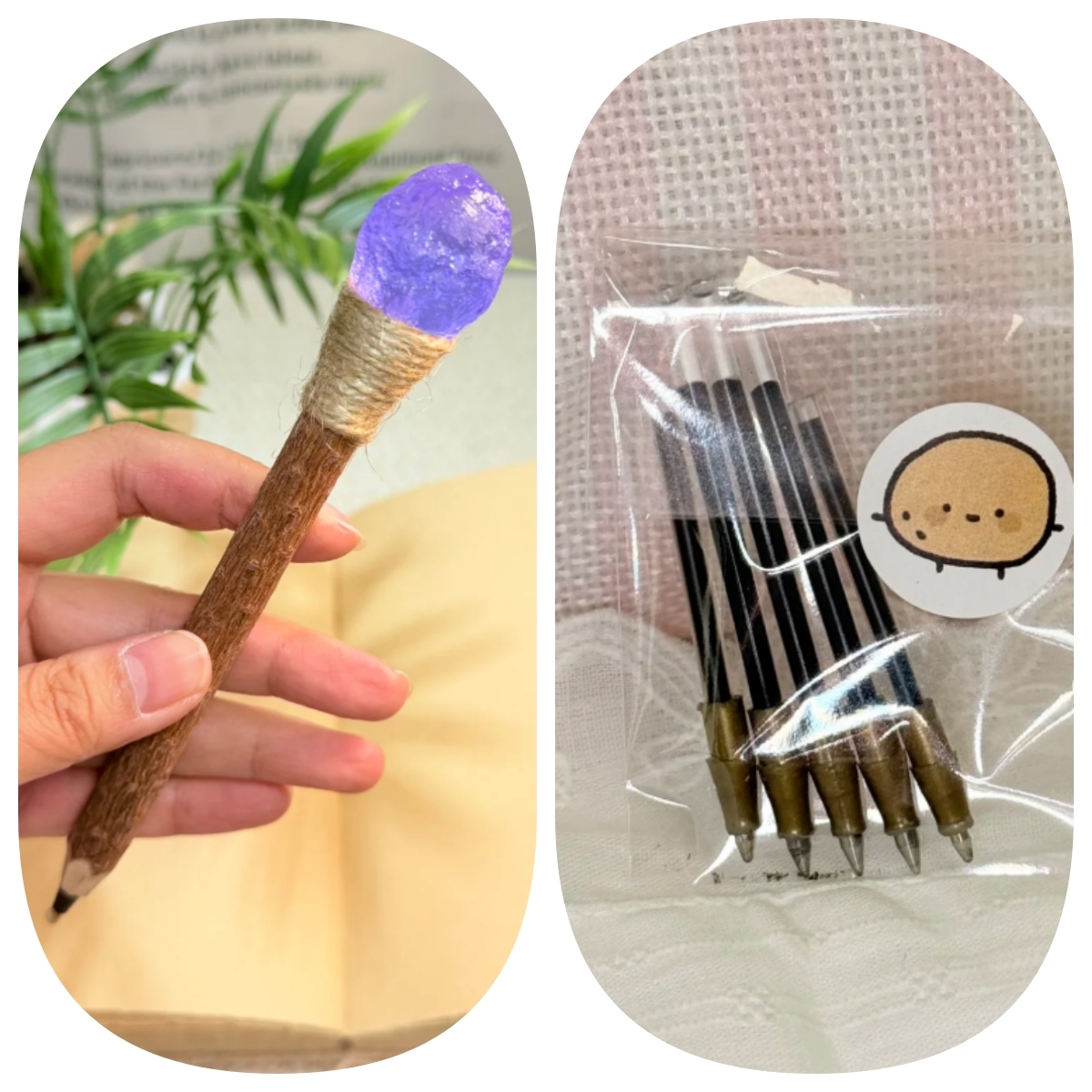 Aquamarin Handgefertigter Glückskristall-Stift