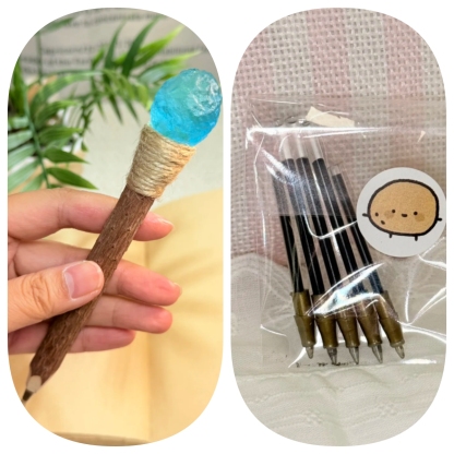 Aquamarin Handgefertigter Glückskristall-Stift