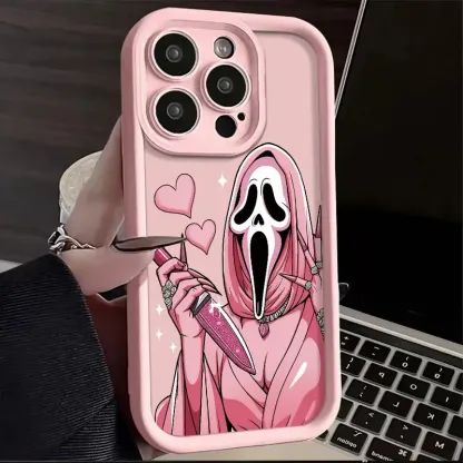 Halloween pink skull phone case
