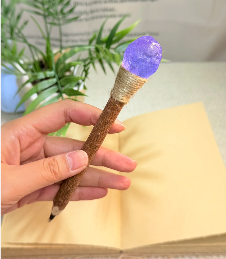 Aquamarin Handgefertigter Glückskristall-Stift