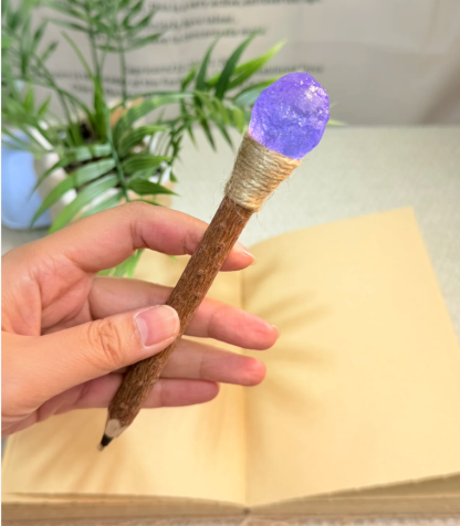 Aquamarin Handgefertigter Glückskristall-Stift