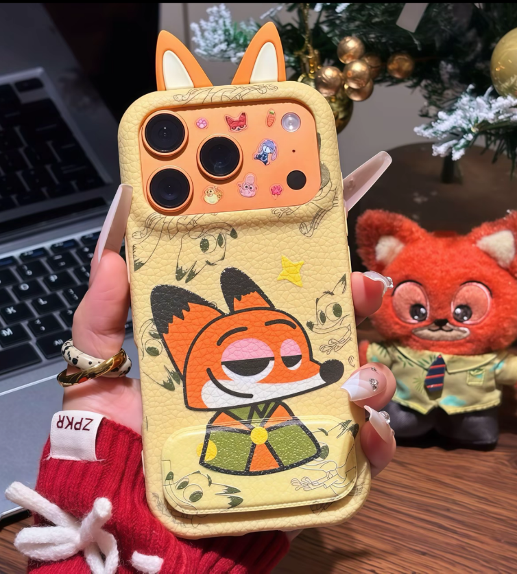 3D Leather Cartoon Ear Phone Case
