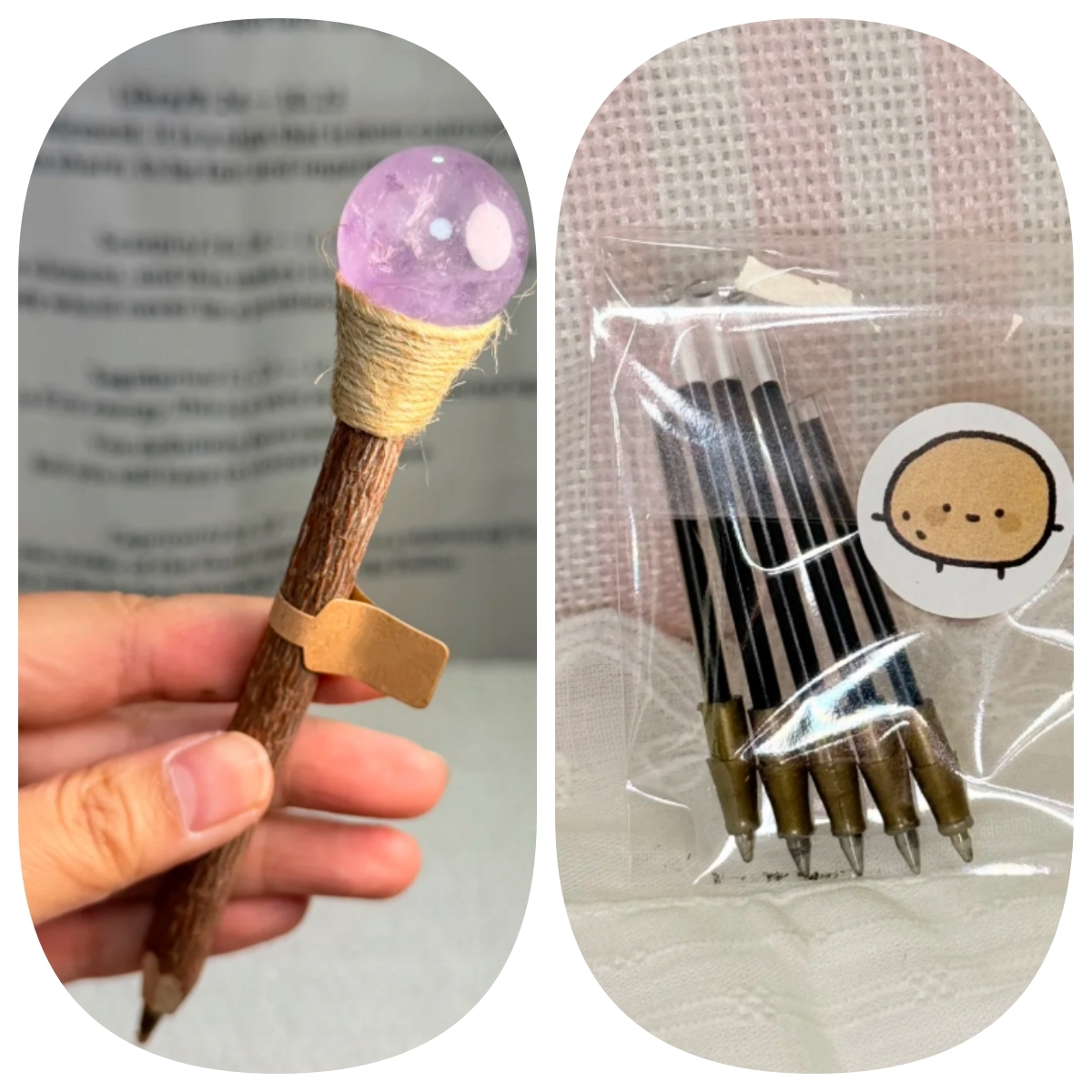 Aquamarin Handgefertigter Glückskristall-Stift