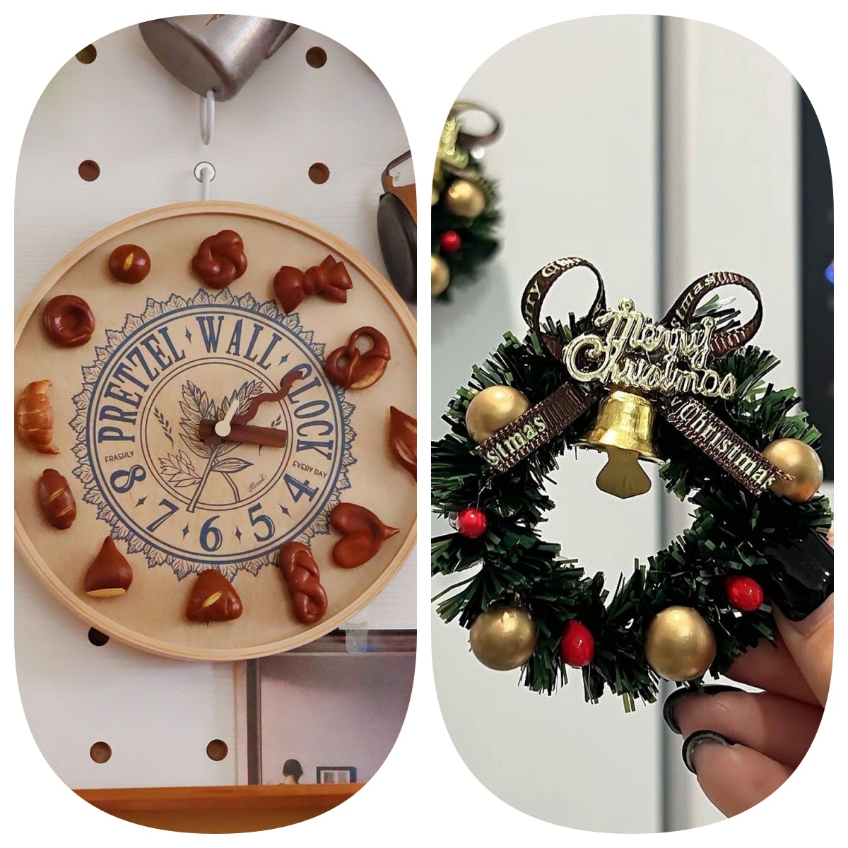 Christmas Holiday Clock with magnet charms