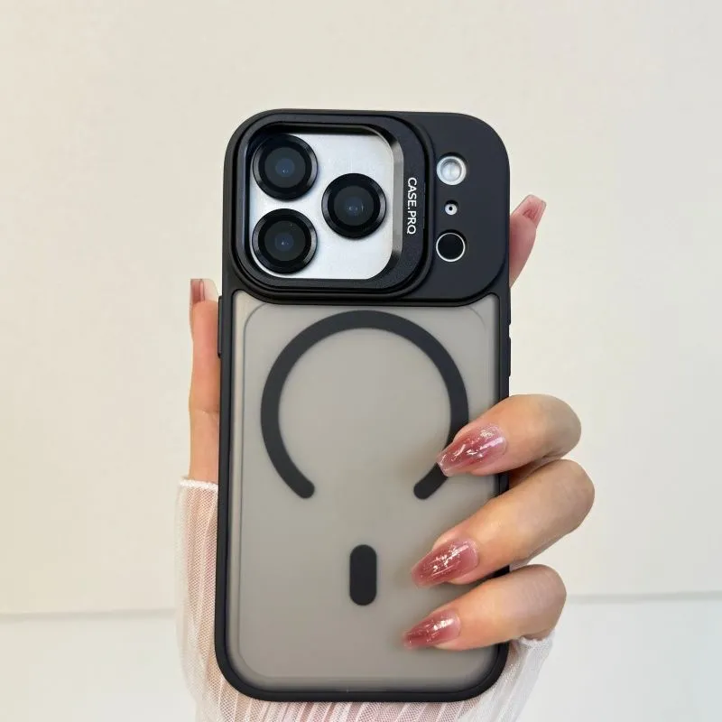 Metal lens bracket for Apple phone case; magnetic sandblasting simple