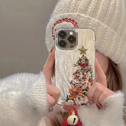 Doll Christmas tree feather satin mobile phone case