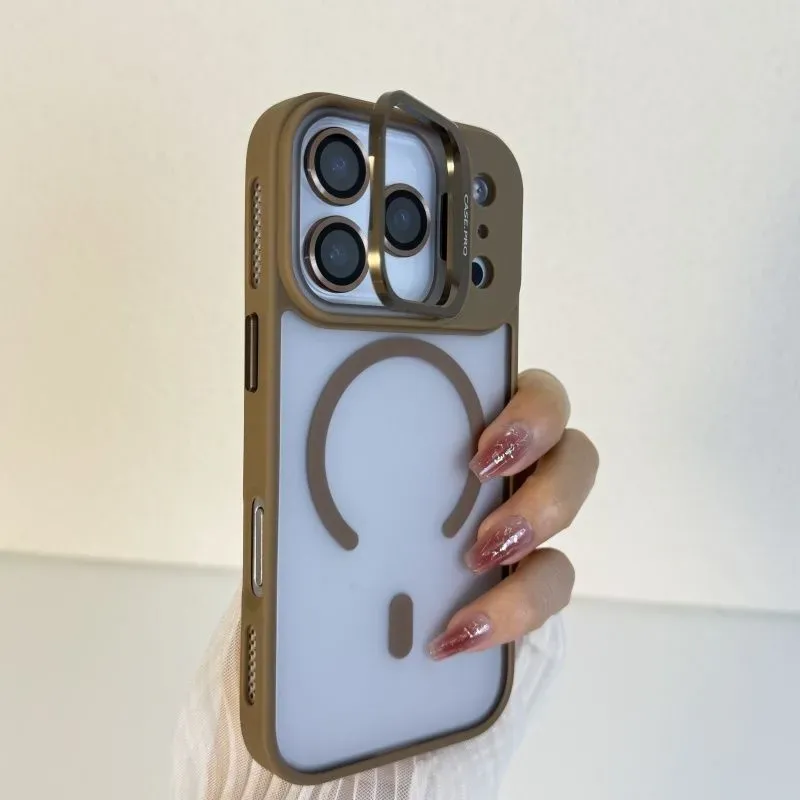 Metal lens bracket for Apple phone case; magnetic sandblasting simple