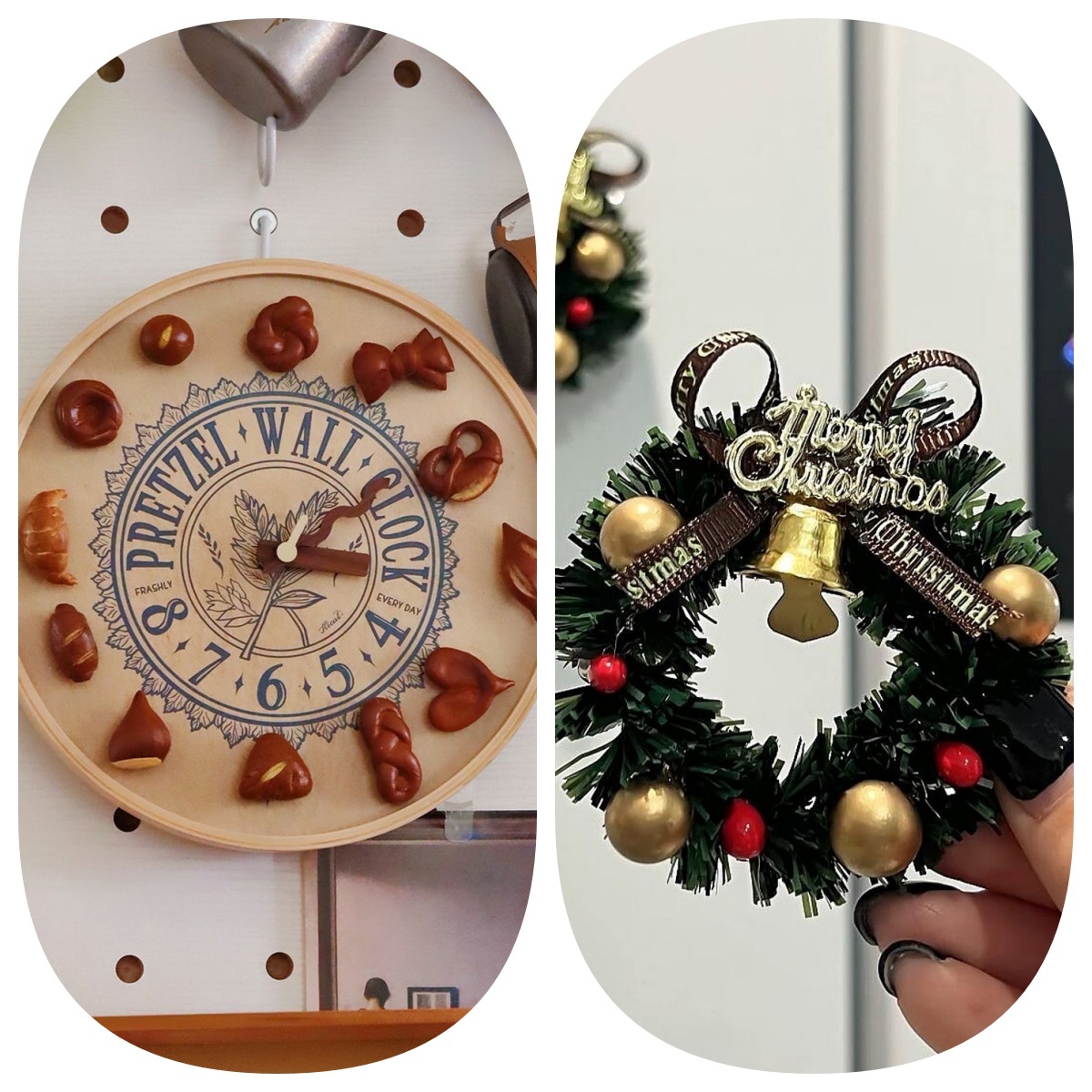 Christmas Holiday Clock with magnet charms