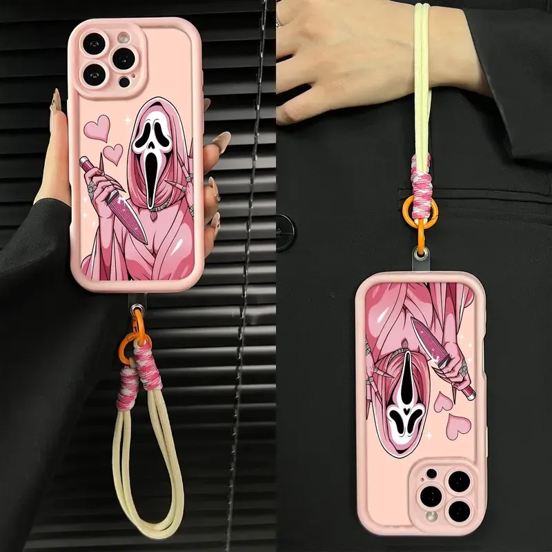 Halloween pink skull phone case