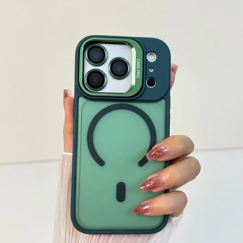 Metal lens bracket for Apple phone case; magnetic sandblasting simple