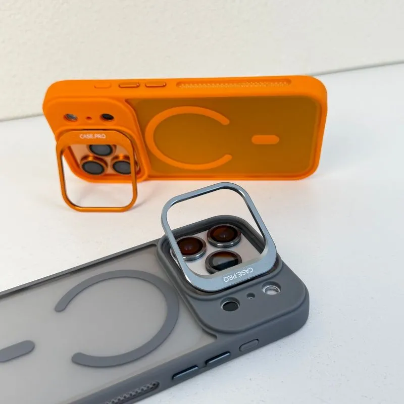 Metal lens bracket for Apple phone case; magnetic sandblasting simple