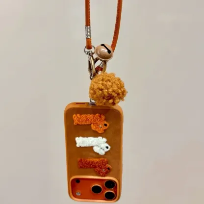 Cute plush embroidered dachshund phone case