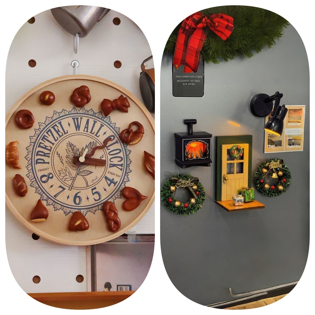 Christmas Holiday Clock with magnet charms
