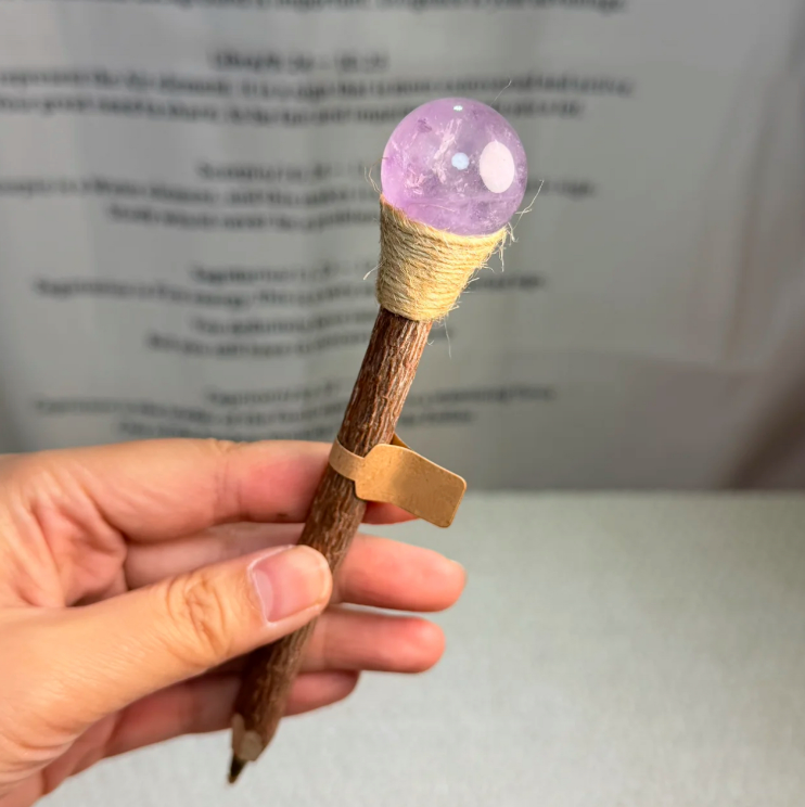 Aquamarin Handgefertigter Glückskristall-Stift