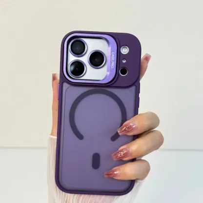 Metal lens bracket for Apple phone case; magnetic sandblasting simple