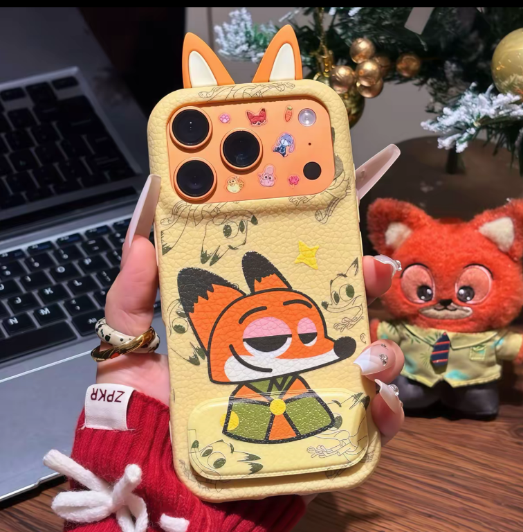 3D Leather Cartoon Ear Phone Case