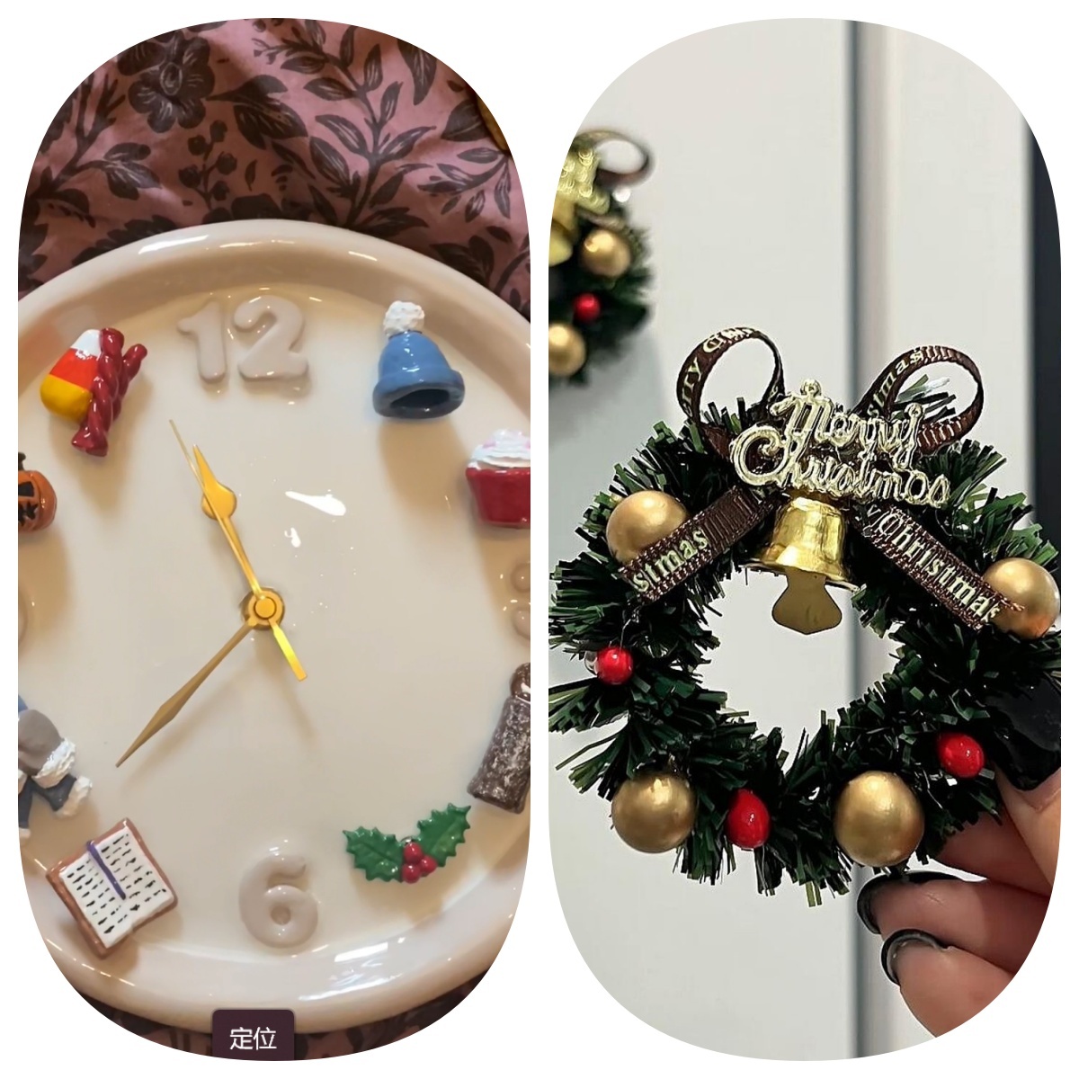 Christmas Holiday Clock with magnet charms