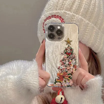 Doll Christmas tree feather satin mobile phone case