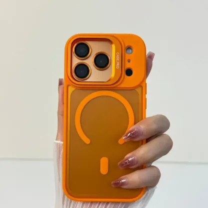 Metal lens bracket for Apple phone case; magnetic sandblasting simple