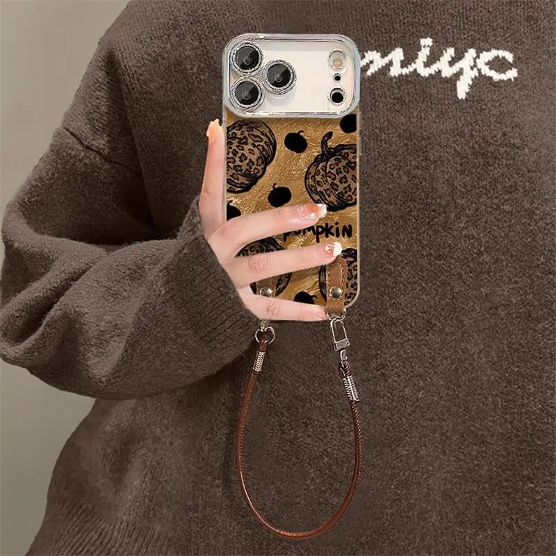 Leopard pattern pumpkin suitable for iPhone case for women to prevent falls