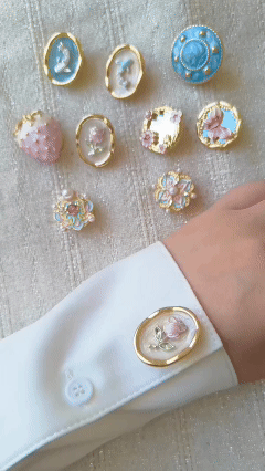 Vintage Enamel Rose Cufflinks