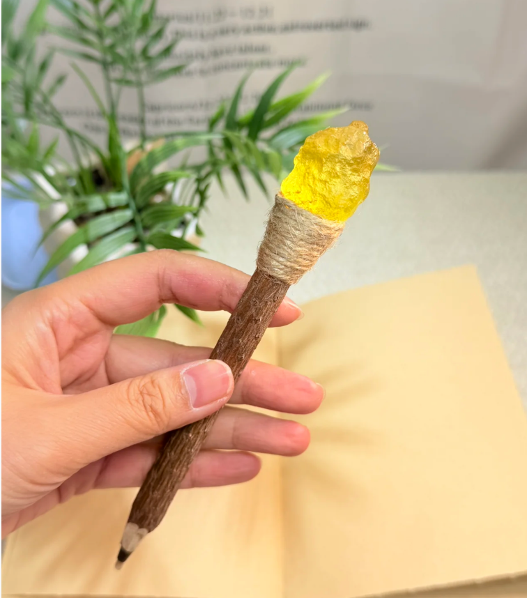 Aquamarin Handgefertigter Glückskristall-Stift