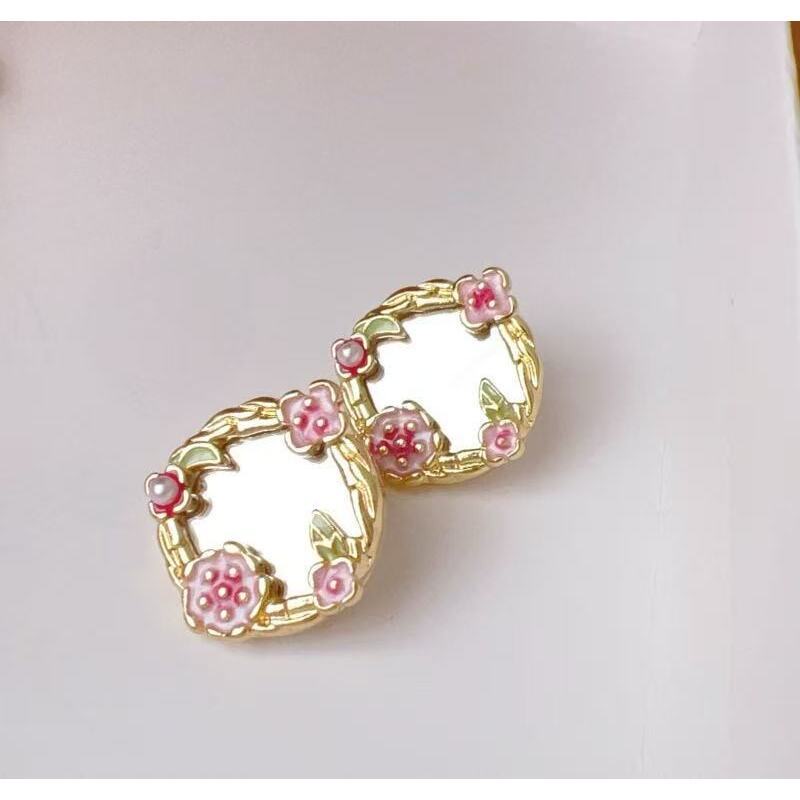 Vintage Enamel Rose Cufflinks