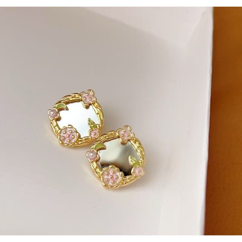 Vintage Enamel Rose Cufflinks