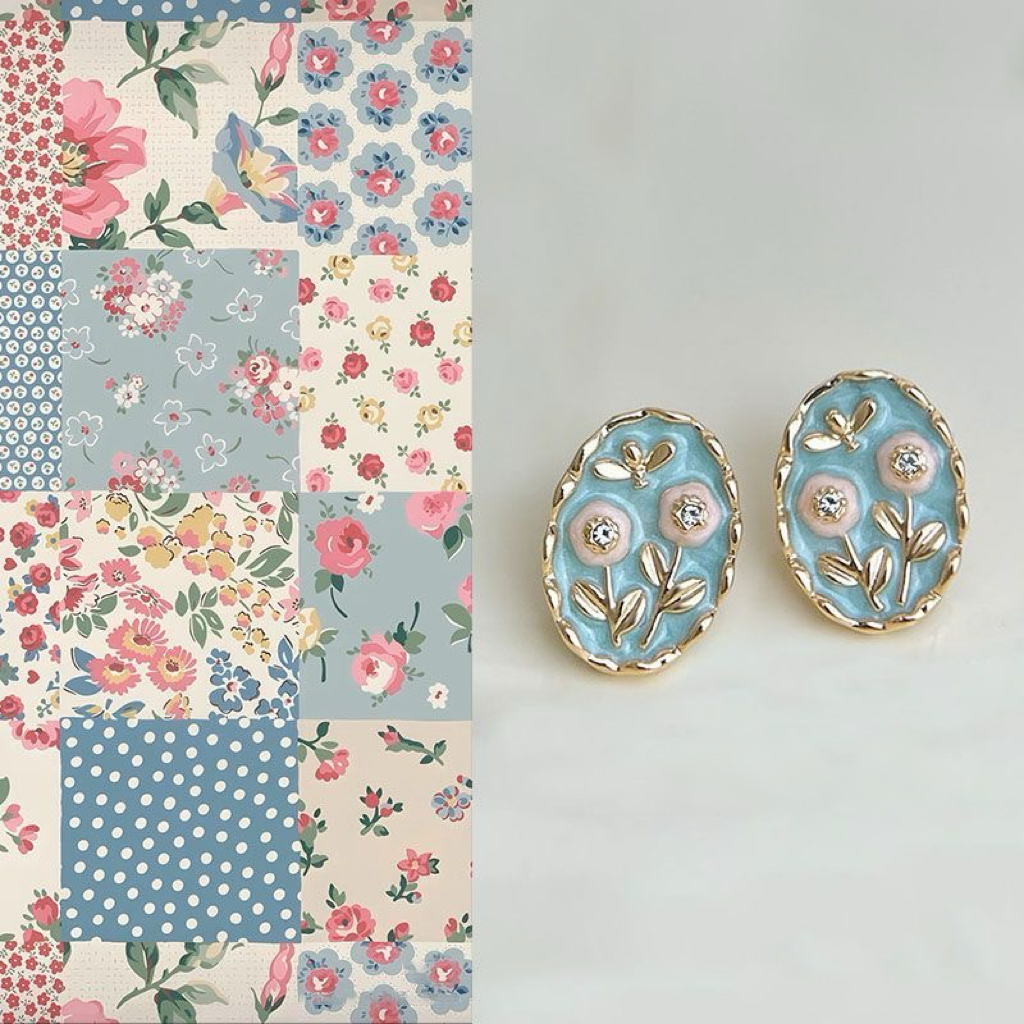Vintage Enamel Rose Cufflinks