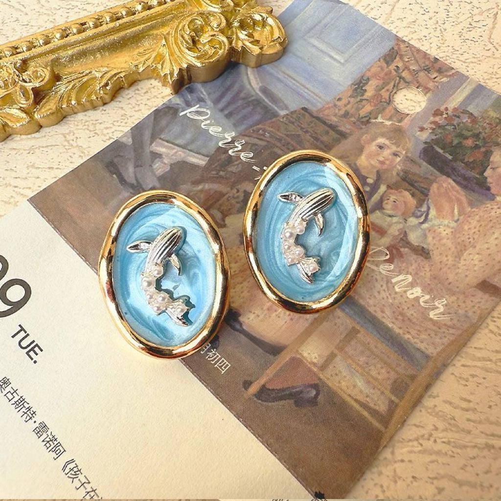 Vintage Enamel Rose Cufflinks