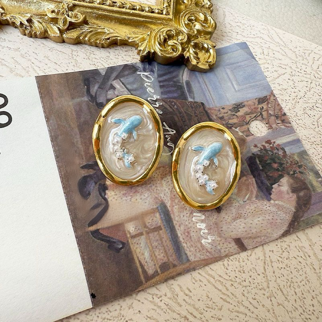 Vintage Enamel Rose Cufflinks