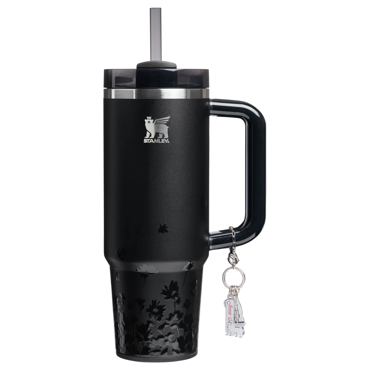 Stylish Black Floral Print Car Mug