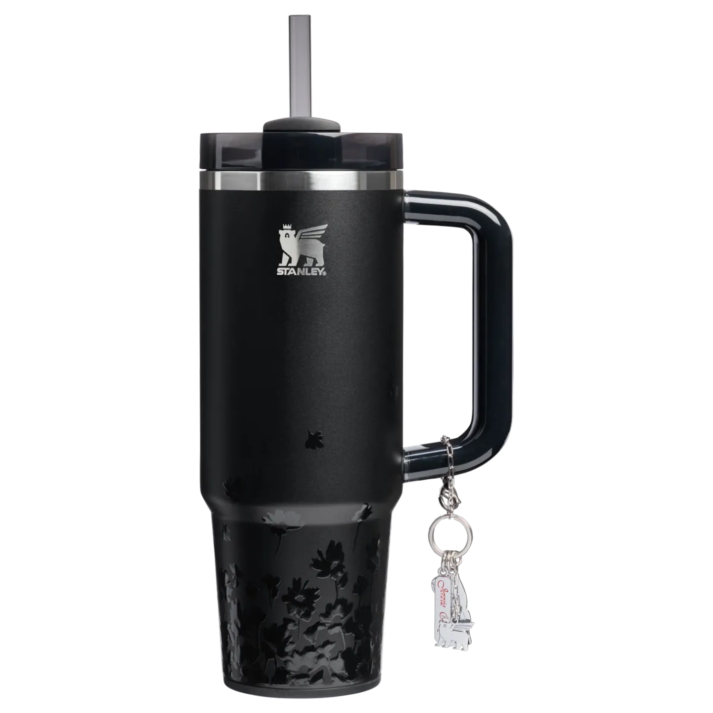 Stylish Black Floral Print Car Mug