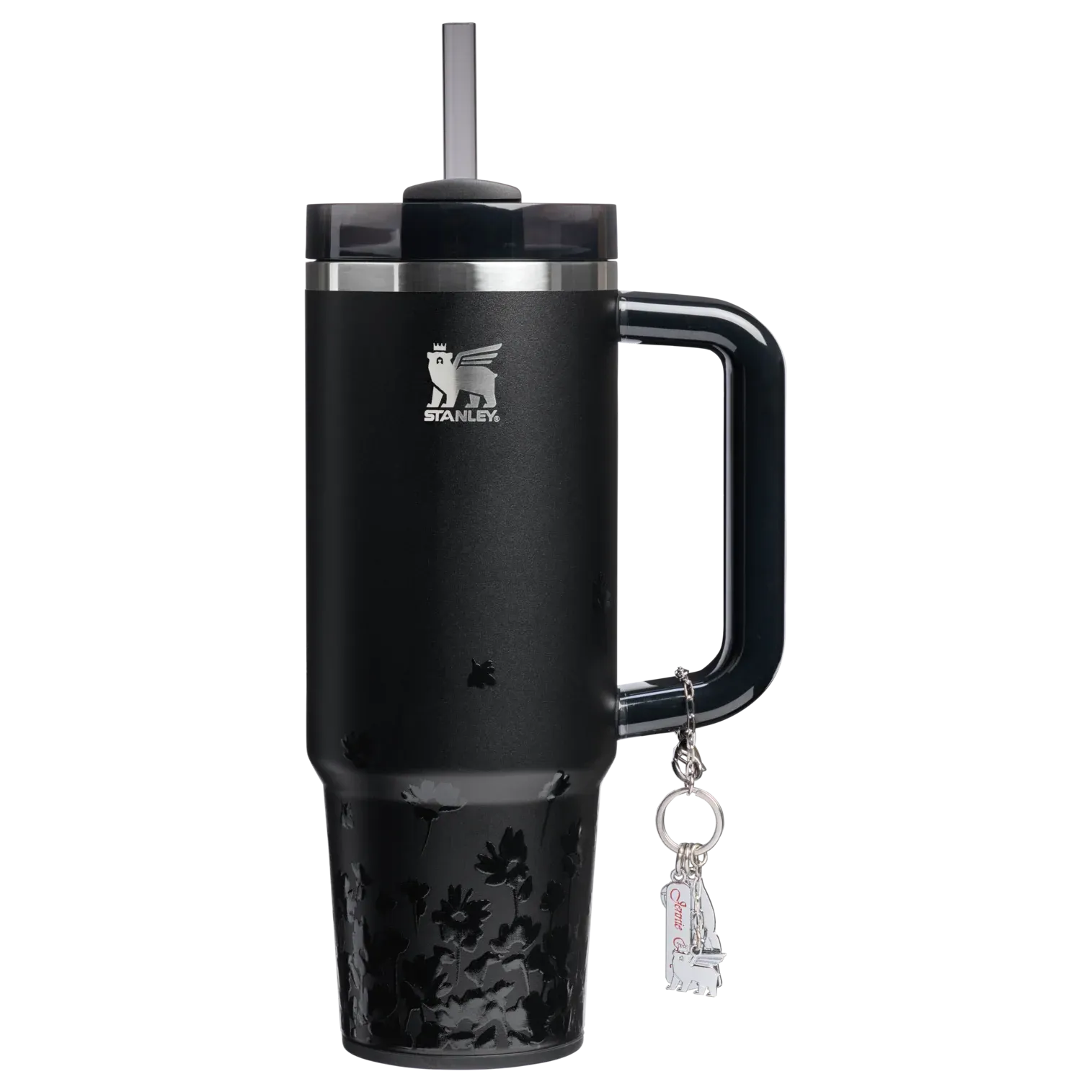 Stylish Black Floral Print Car Mug