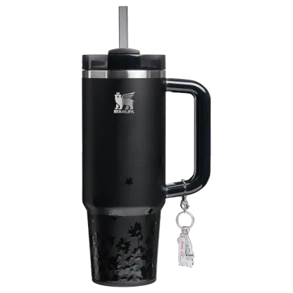 Stylish Black Floral Print Car Mug