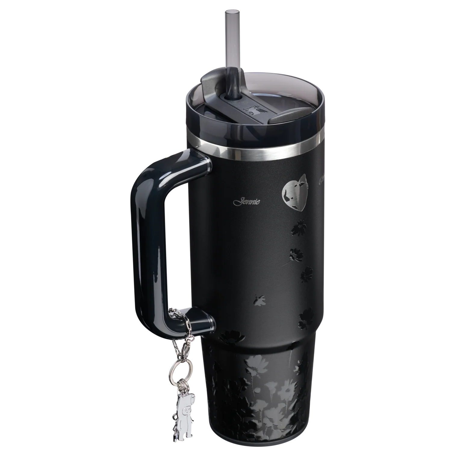 Stylish Black Floral Print Car Mug