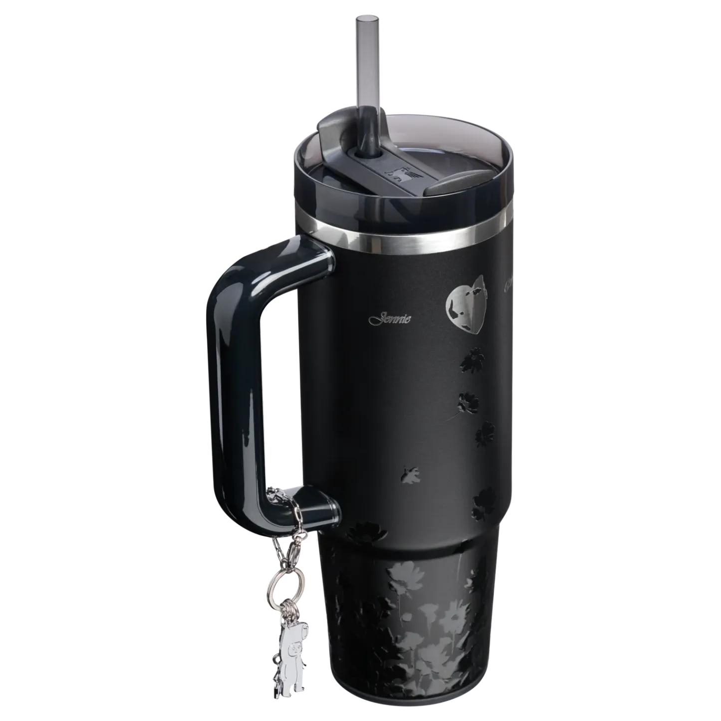 Stylish Black Floral Print Car Mug