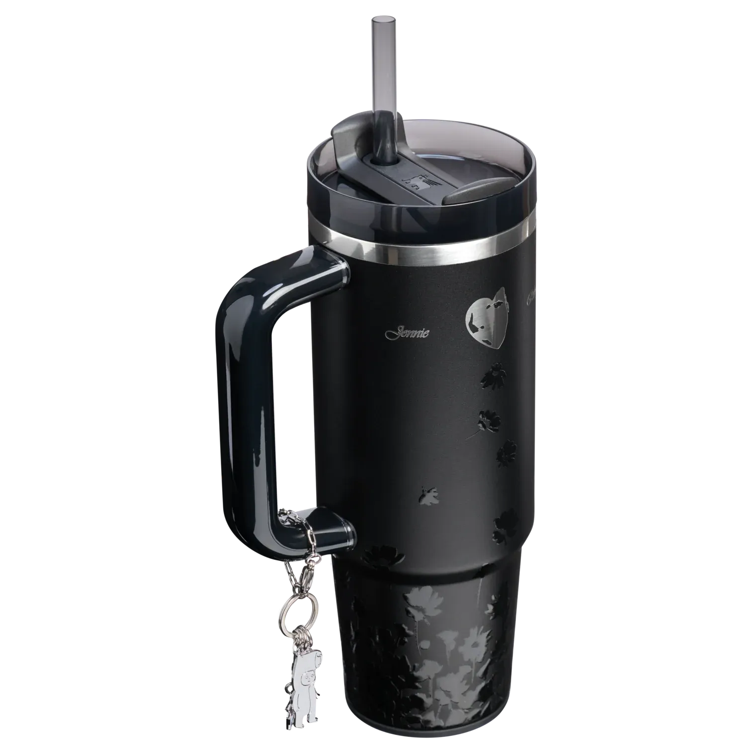 Stylish Black Floral Print Car Mug