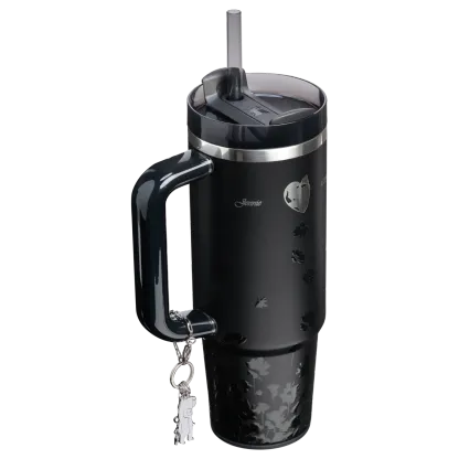 Stylish Black Floral Print Car Mug