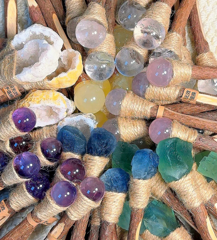 Aquamarin Handgefertigter Glückskristall-Stift