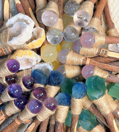 Aquamarin Handgefertigter Glückskristall-Stift