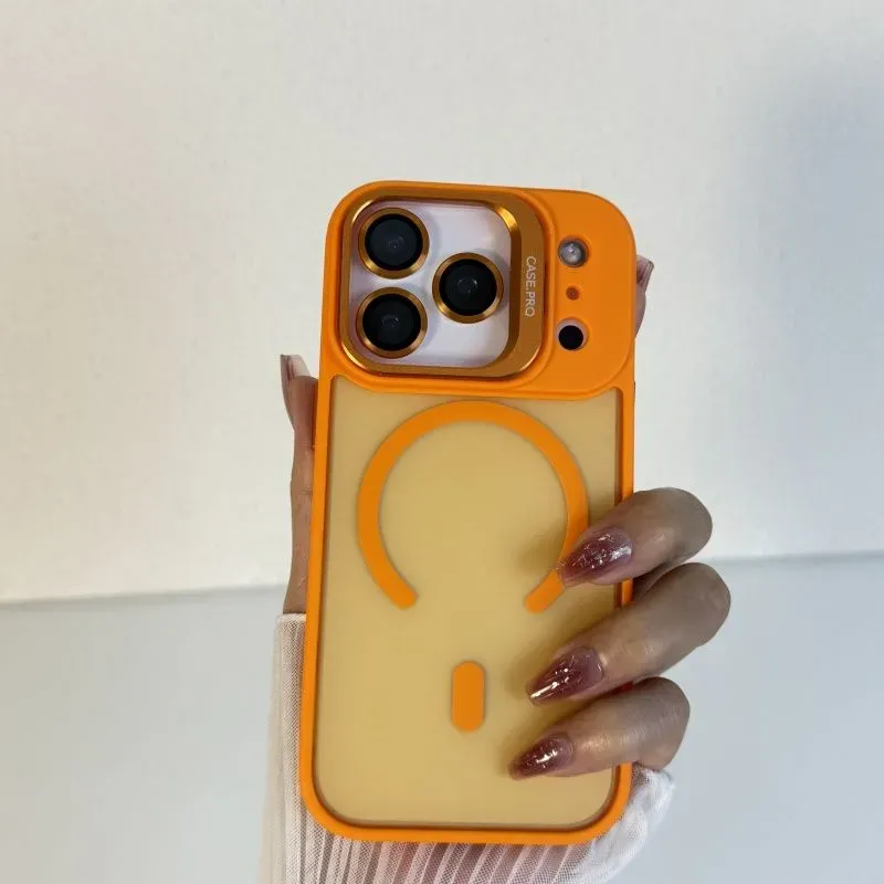 Metal lens bracket for Apple phone case; magnetic sandblasting simple