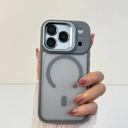 Metal lens bracket for Apple phone case; magnetic sandblasting simple