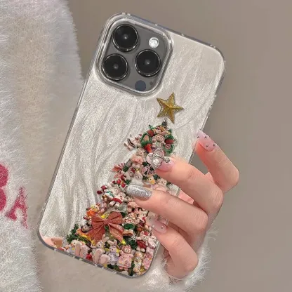 Doll Christmas tree feather satin mobile phone case