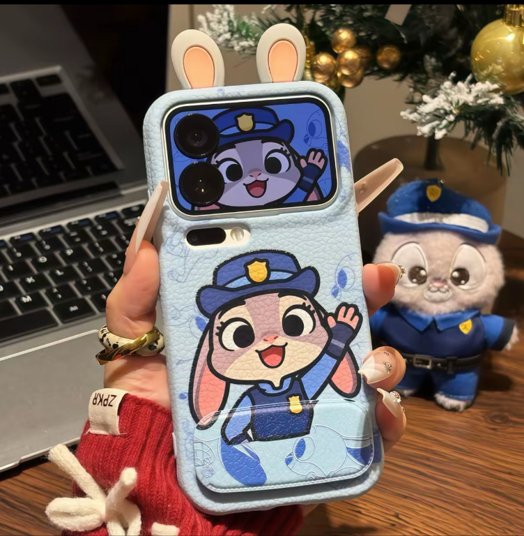 3D Leather Cartoon Ear Phone Case